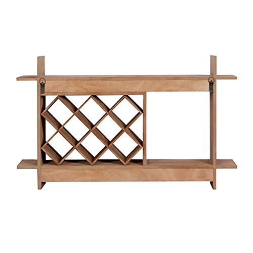 Wooden Geometric Wine Rack with Glass Holders