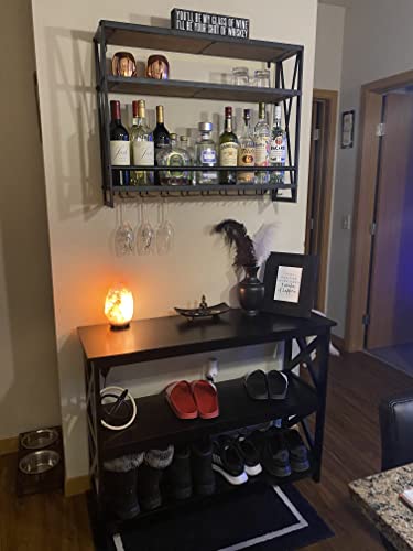 Industrial Wall Mounted Wine Rack with Glass Holder