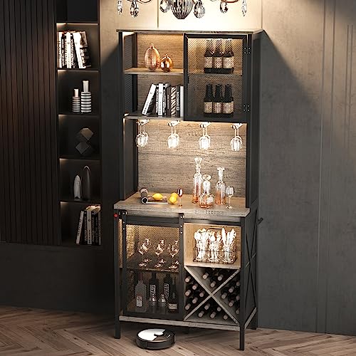 Industrial Wine Cabinet with LED Lights
