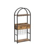 Industrial Wine Rack with Glass Holder and Drawer