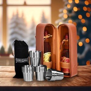Whiskey Tote: Double Bottles & Insulated Glasses
