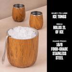Teakwood S'well Ice Bucket with Tongs - 68oz