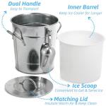 Galvanized Metal Ice Bucket with Scoop and Lid