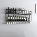 2-Tier Wood Wine & Glass Wall Rack