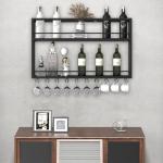 2-Tier Wood Wine & Glass Wall Rack
