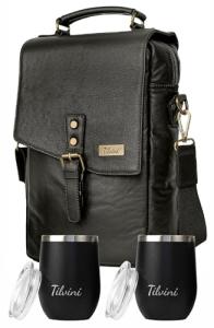 Leather Wine Tote & Tumblers Set