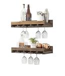 Wall-Mounted Wine Bottle & Stemware Rack - Set of 2