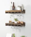 Wall-Mounted Wine Bottle & Stemware Rack - Set of 2