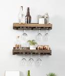 Wall-Mounted Wine Bottle & Stemware Rack - Set of 2