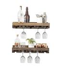 Wall-Mounted Wine Bottle & Stemware Rack - Set of 2