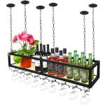 Adjustable Hanging Wine Glass Rack with Shelf