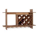Wooden Geometric Wine Rack with Glass Holders