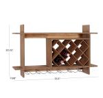 Wooden Geometric Wine Rack with Glass Holders