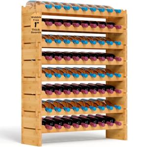 Bamboo Wine Rack - 72 Bottles, 8-Tier