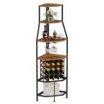 5-Tier Corner Wine Rack with Glass Holder