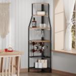 5-Tier Corner Wine Rack with Glass Holder