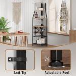 5-Tier Corner Wine Rack with Glass Holder