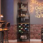5-Tier Corner Wine Rack with Glass Holder