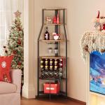 5-Tier Corner Wine Rack with Glass Holder