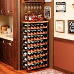 Freestanding 48-Bottle Wine Rack with Wood Top