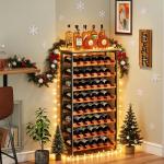 Freestanding 48-Bottle Wine Rack with Wood Top
