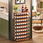 Freestanding 48-Bottle Wine Rack with Wood Top