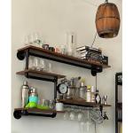 Rustic Pipe Wine Rack with Glass Holder