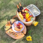 Wicker Picnic Basket Set for Two with Table & Cooler