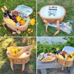 Wicker Picnic Basket Set for Two with Table & Cooler