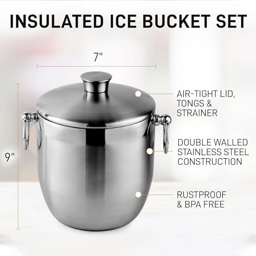 3L Insulated Stainless Steel Ice Bucket with Accessories