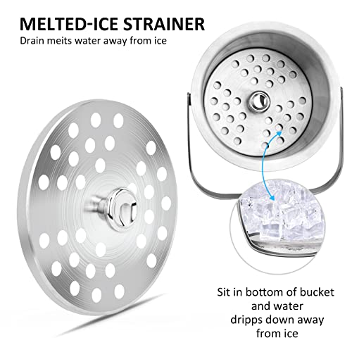Sunmeyke Insulated Ice Bucket with Strainer and Tongs