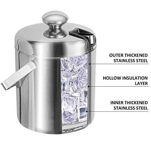 Sunmeyke Insulated Ice Bucket with Strainer and Tongs