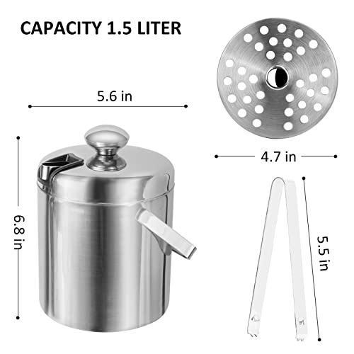 Sunmeyke Insulated Ice Bucket with Strainer and Tongs