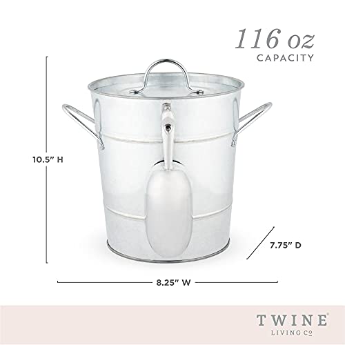 Galvanized Ice Bucket with Lid & Scooper for Parties
