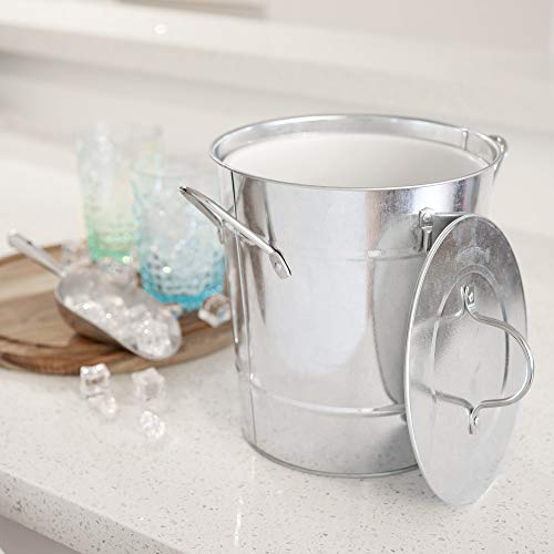 Galvanized Ice Bucket with Lid & Scooper for Parties