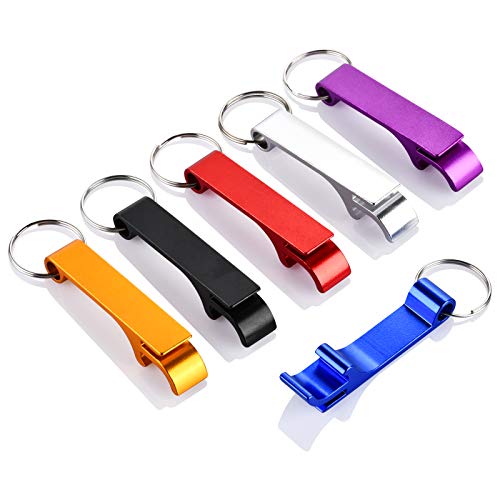 Colorful Metal Keychain Beer Bottle Openers - 6 pcs