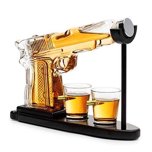 Pistol Whiskey Decanter Set with Glasses - Unique Gift