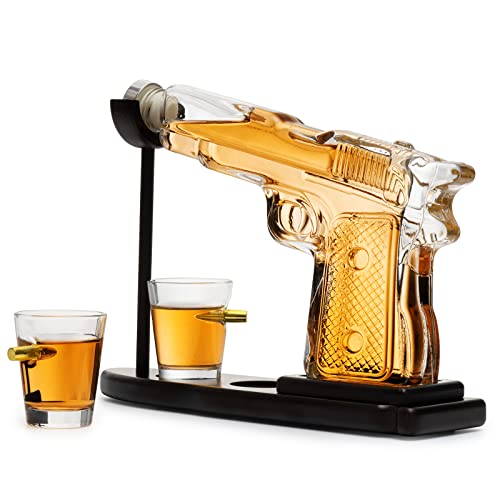 Pistol Whiskey Decanter Set with Glasses - Unique Gift