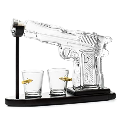 Pistol Whiskey Decanter Set with Glasses - Unique Gift