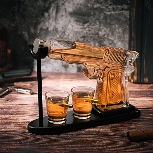 Pistol Whiskey Decanter Set with Glasses - Unique Gift