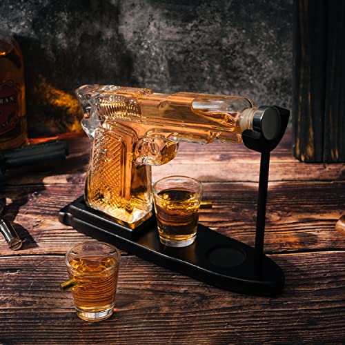 Pistol Whiskey Decanter Set with Glasses - Unique Gift