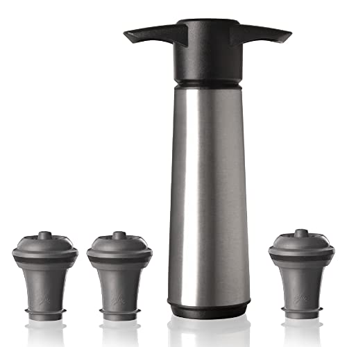 Stainless Steel Wine Saver with 3 Stoppers