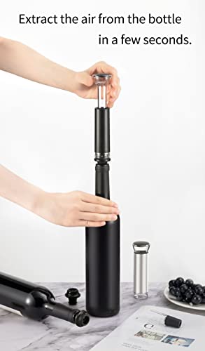Stainless Steel Wine Saver with 4 Stoppers