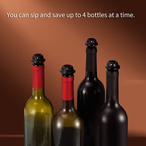 Stainless Steel Wine Saver with 4 Stoppers