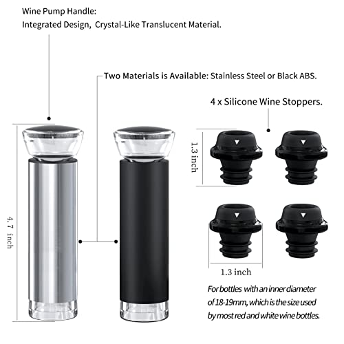 Stainless Steel Wine Saver with 4 Stoppers