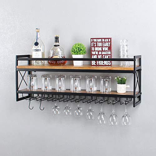 Industrial 2-Tier Wine + Glass Wall Rack