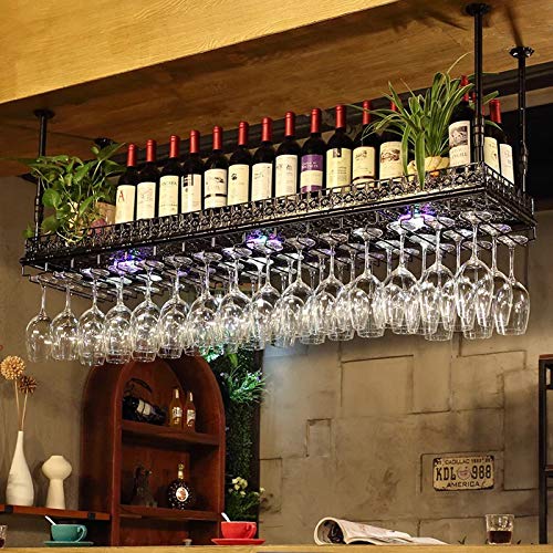 Industrial Wine Glass Hanging Rack - Black
