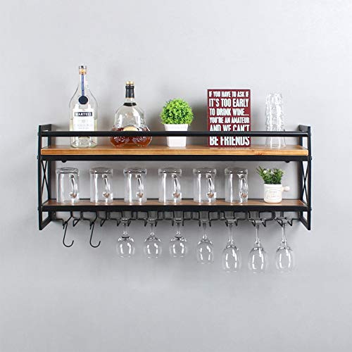 Industrial 2-Tier Wine + Glass Wall Rack