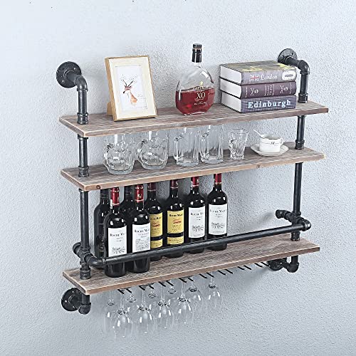 Industrial Wine Glass Rack with 9 Holders
