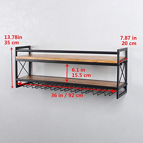 Industrial 2-Tier Wine + Glass Wall Rack